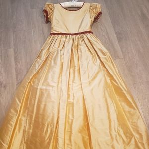 Nicki Macfarlane girls gold and red silk dress